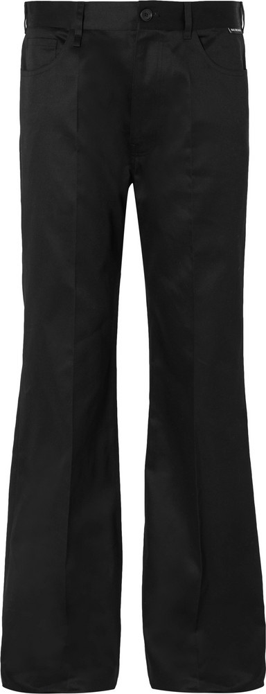 Balenciaga Black Wide-Leg Cotton-Twill Trousers