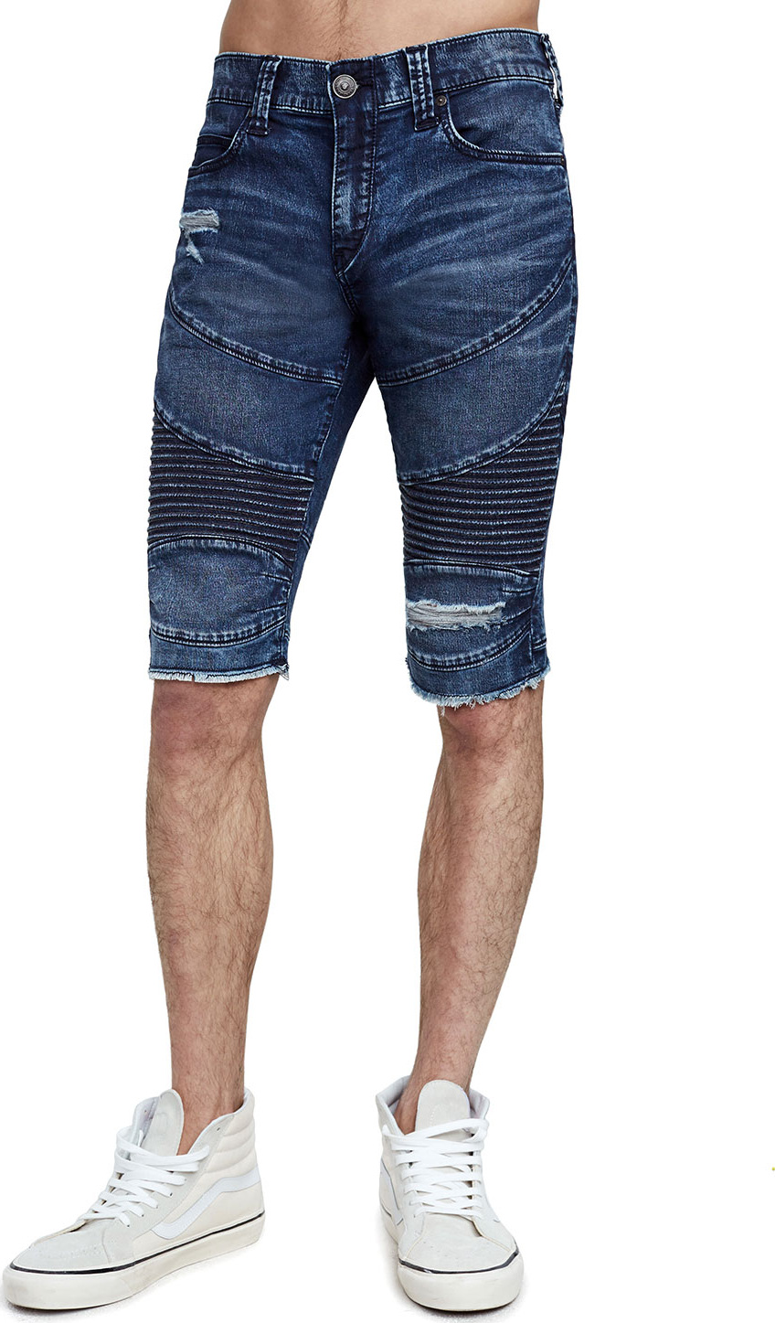 True Religion Men's Geno Moto Slim Denim Shorts