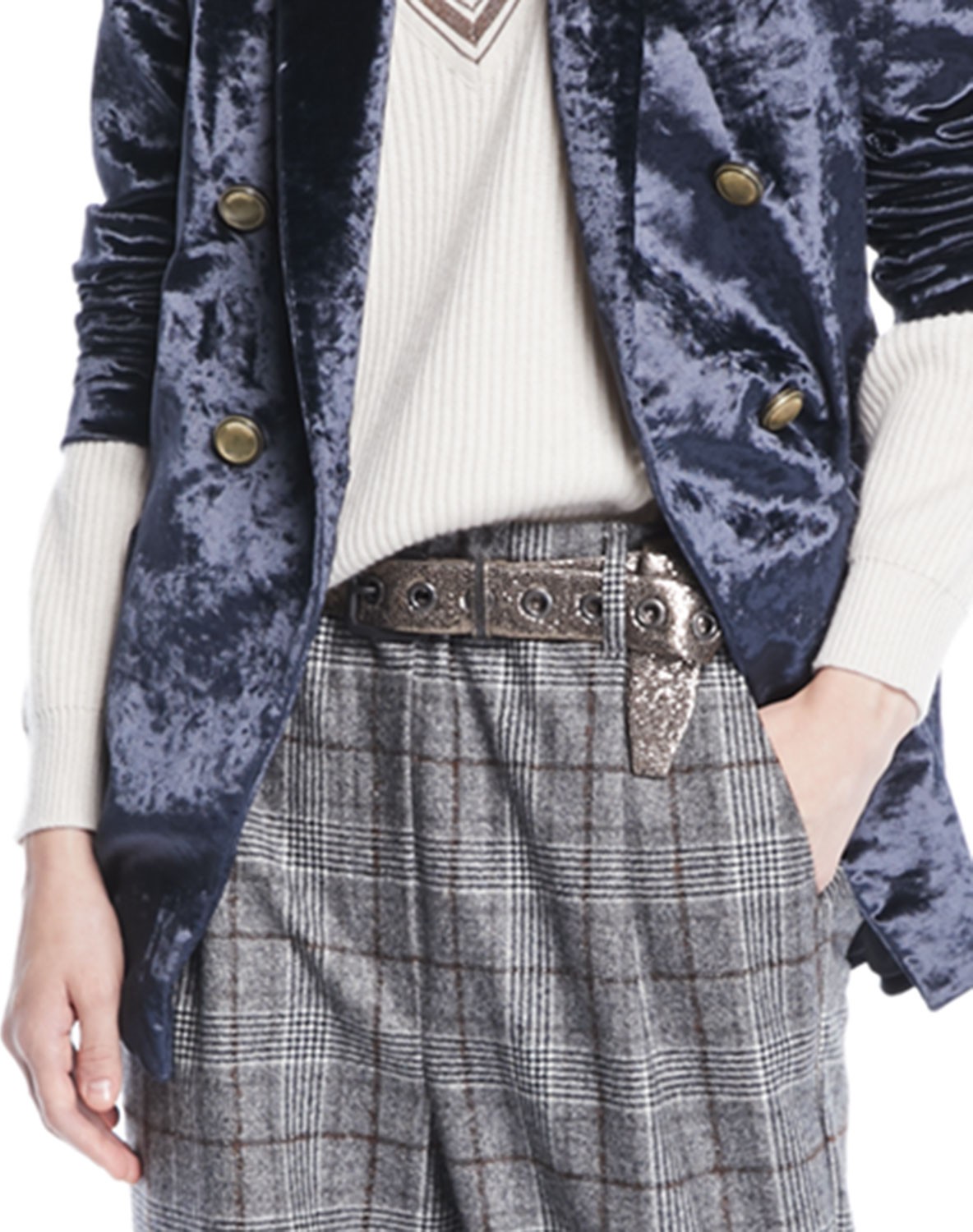 Brunello Cucinelli Broken-Glass Leather Belt