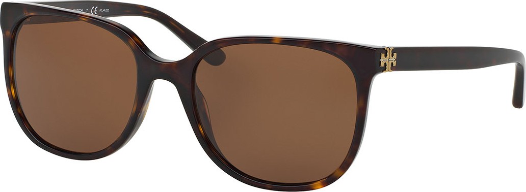 Tory Burch Slim Square Polarized Sunglasses, Brown Tortoise
