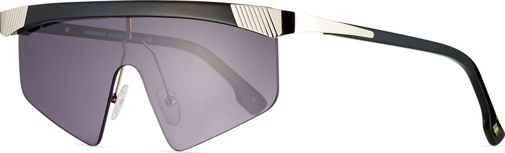Le Specs Engineer Semi-Rimless Aviator Shield Sunglasses