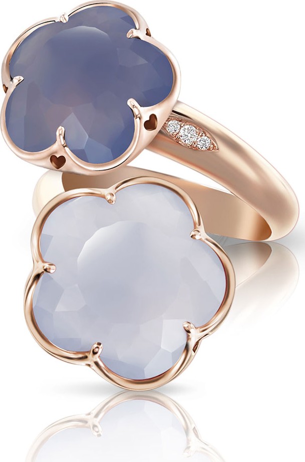 Pasquale Bruni Bon Ton Chalcedony Flower Bypass Ring in 18K Rose Gold