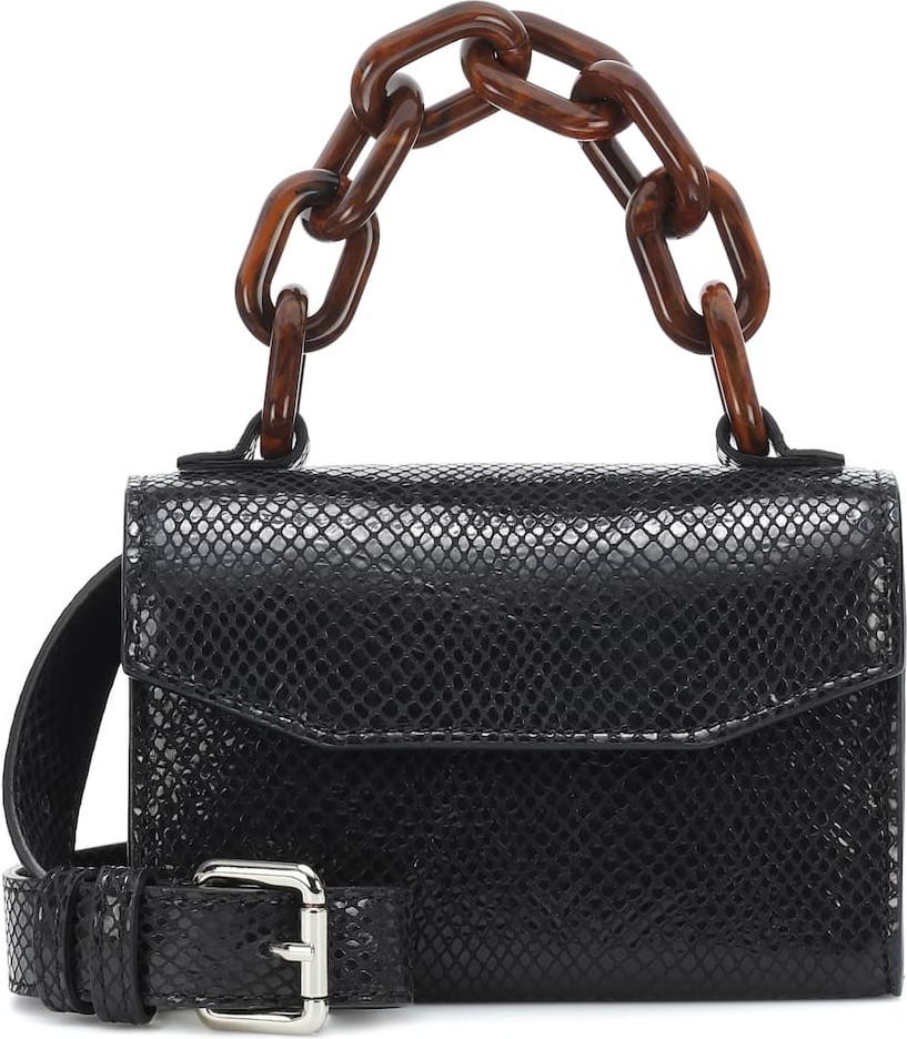 Ganni Snake-effect leather belt bag