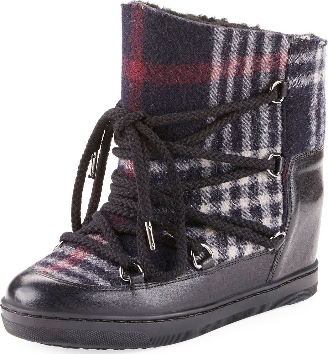 Isabel Marant Nowles Plaid-Print Snow Boot