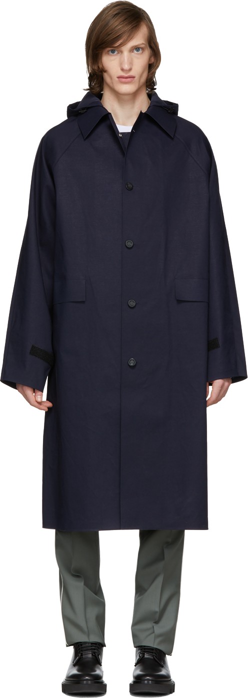KASSL Navy Below The Knee Trench Coat