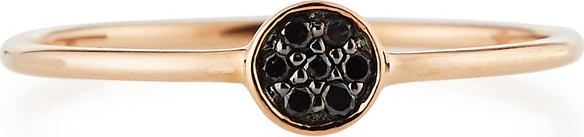 Sydney Evan Mini Black Diamond Disc Ring in 14K Rose Gold