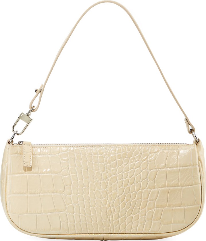 By Far Rachel Small Croc-Embossed Shoulder Bag