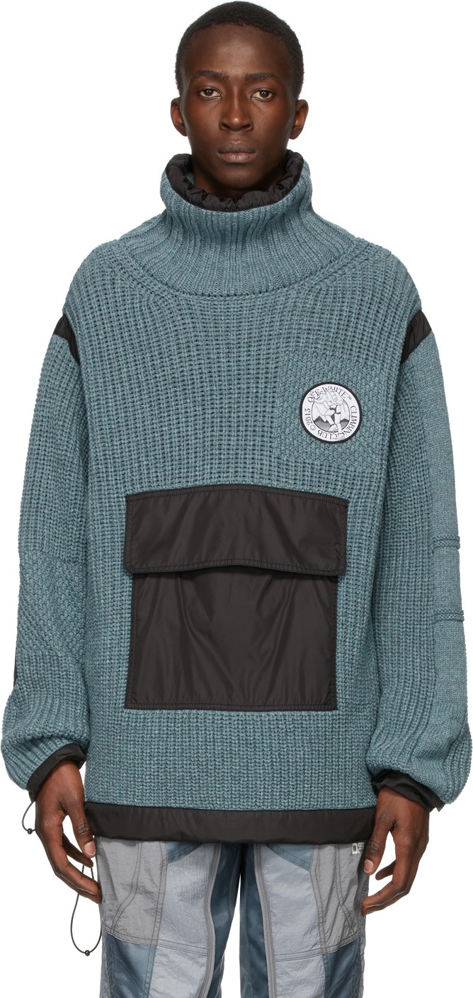 Off White Blue Duality Smoked Anorak Turtleneck