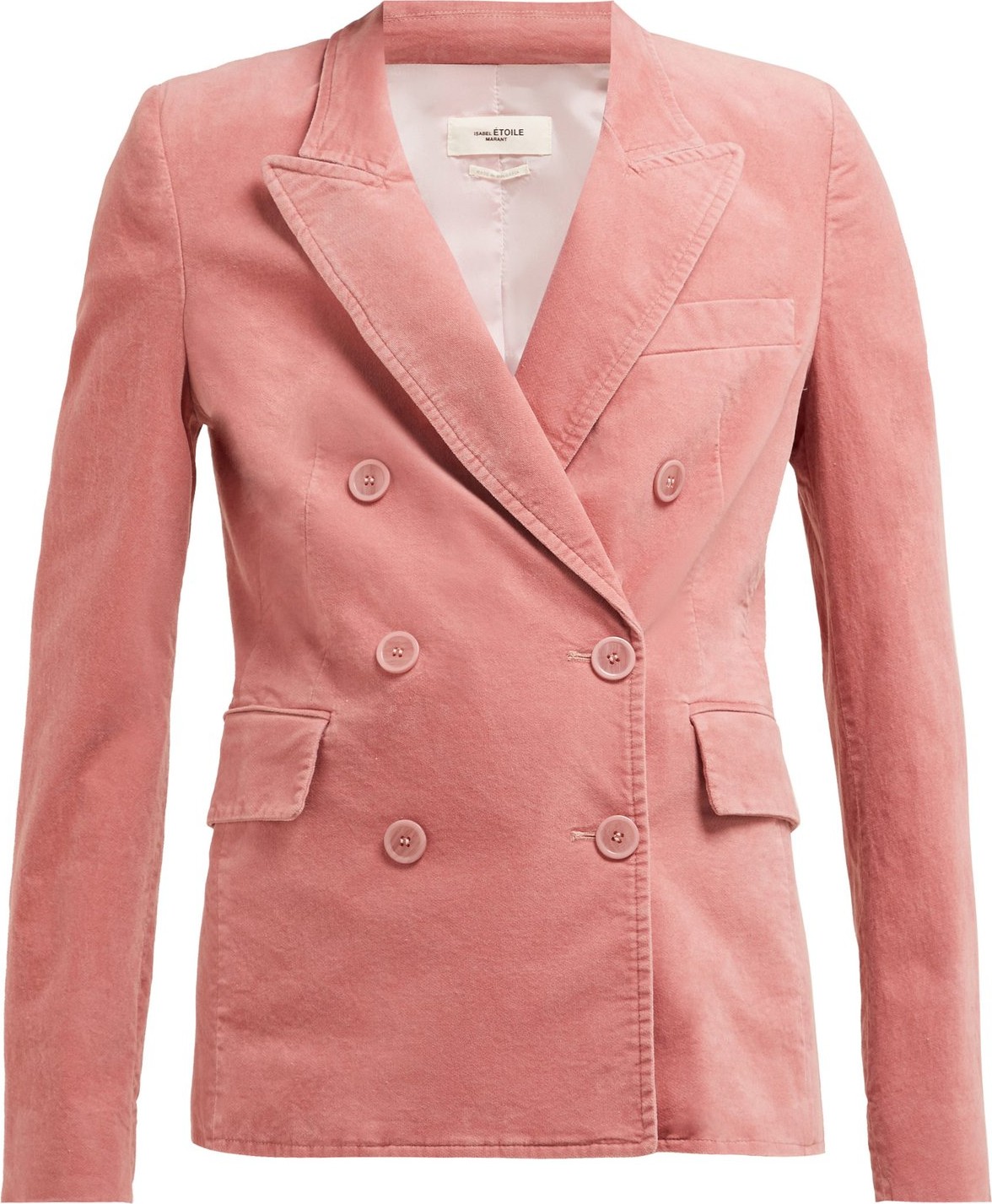 Isabel Marant Etoile Alsey pink velvet double-breasted blazer