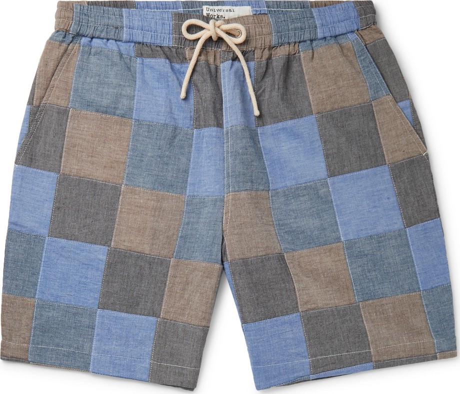Universal Works Patchwork Slub Cotton Drawstring Shorts