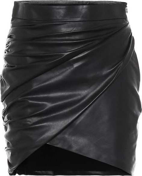 Zeynep Arcay Draped leather miniskirt