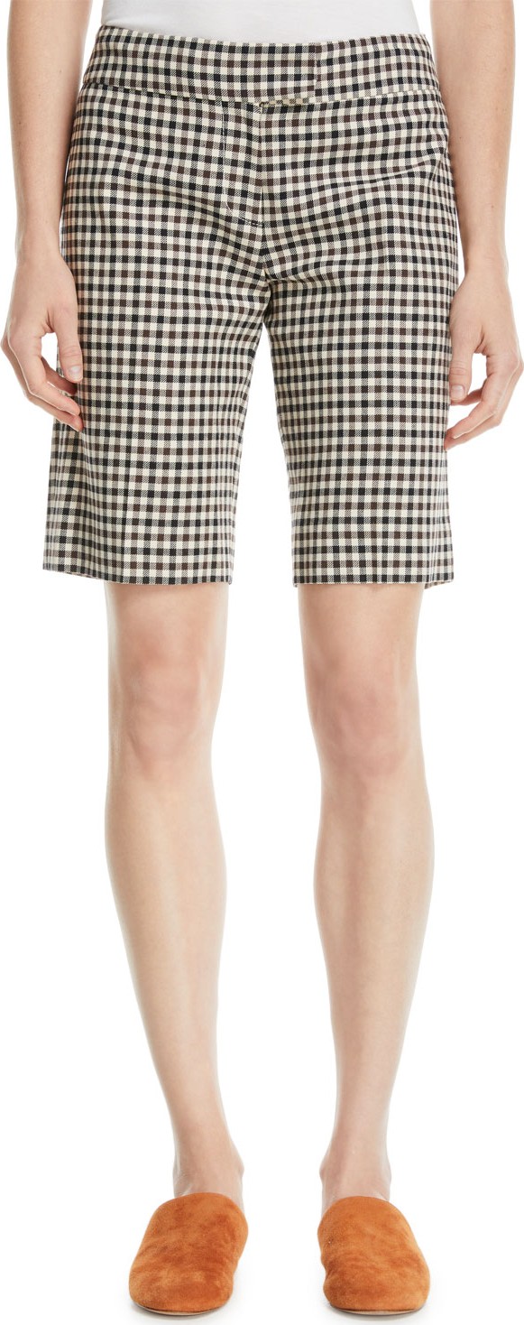 Derek Lam Tab-Waist Gingham Bermuda Shorts