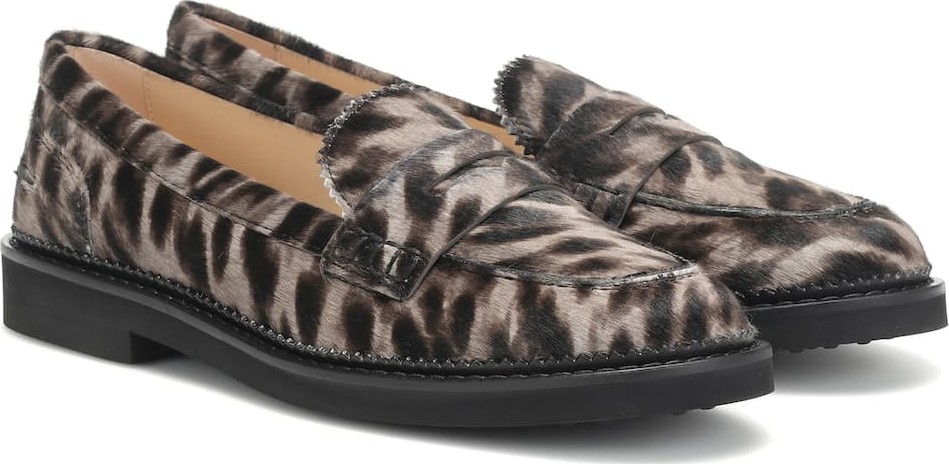 Tod's Cheetah-print calf hair loafers