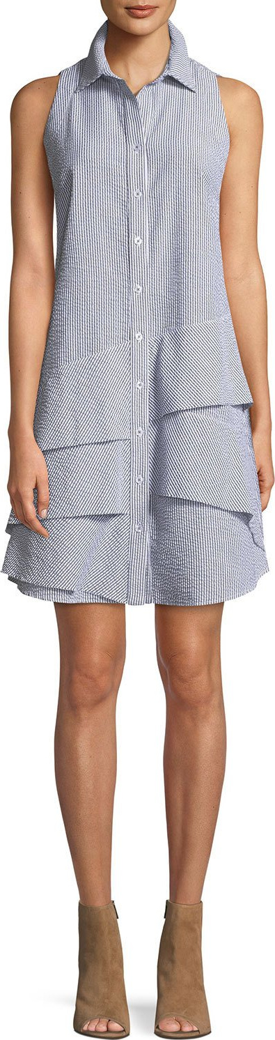 Finley Jenna Sleeveless Striped Seersucker Dress