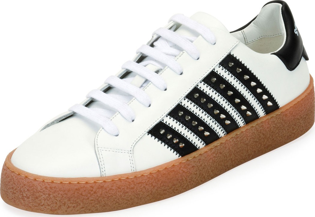 DSQUARED2 Men's Studded Side-Stripe Leather low-Top Sneakers