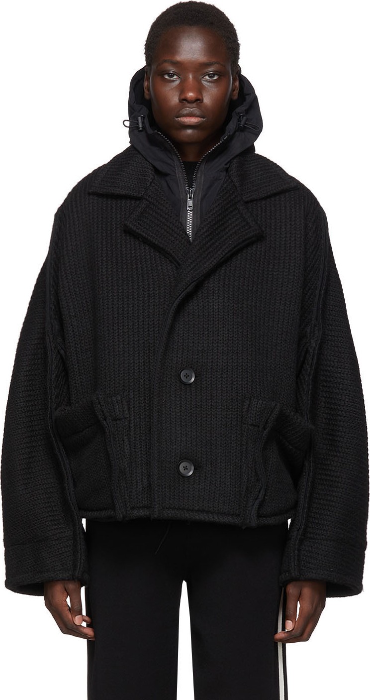 Y-3 Black Knit Hooded Jacket