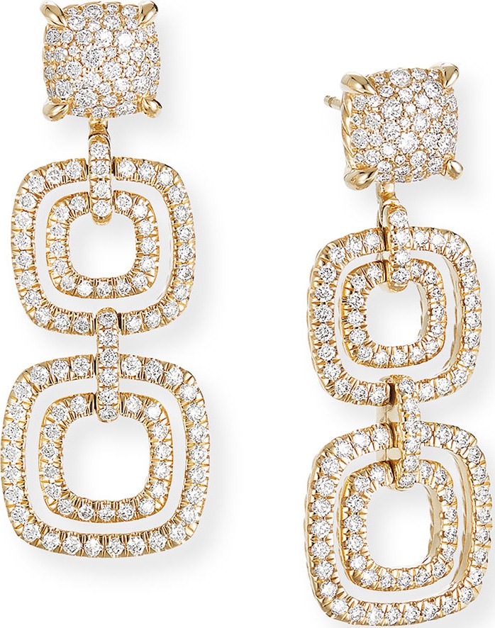 David Yurman Chatelaine 18k Gold Diamond 3-Drop Earrings