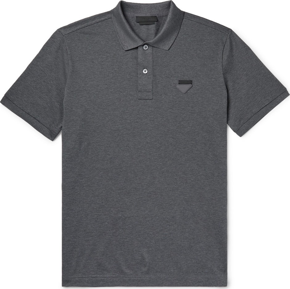 Prada Slim-Fit Logo-Appliquéd Cotton-Piqué Polo Shirt
