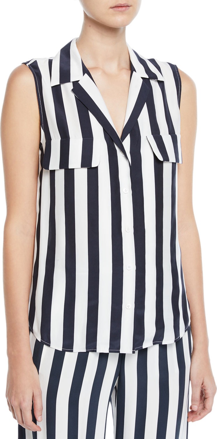 FRAME DENIM True Sleeveless Striped Shirt