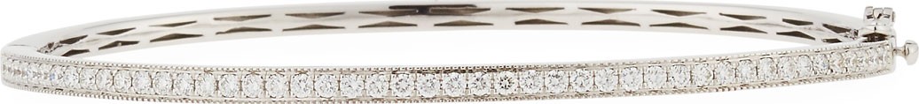 Memoire 18K White Gold Milgrain Diamond Bangle