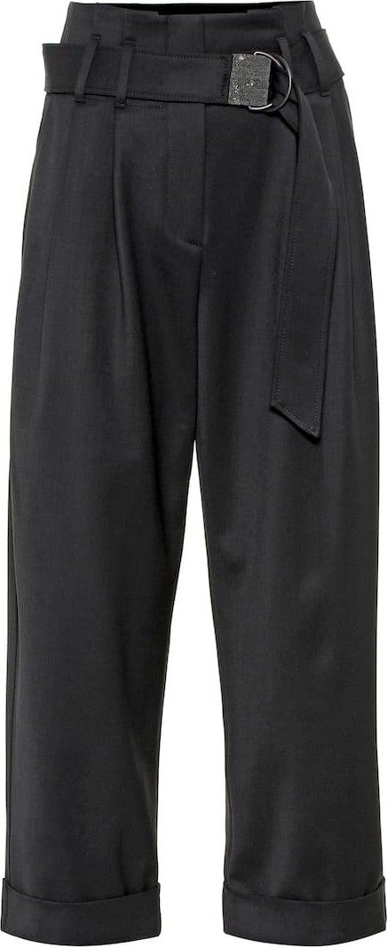 Brunello Cucinelli High-rise wool-blend cropped pants