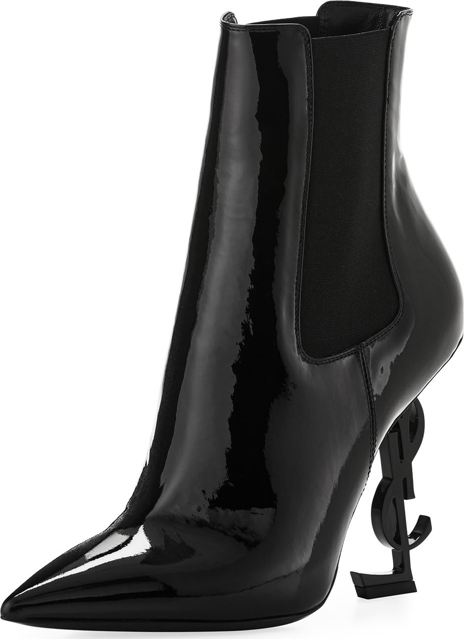 Saint Laurent Opyum Patent Booties with Monogram YSL Heel