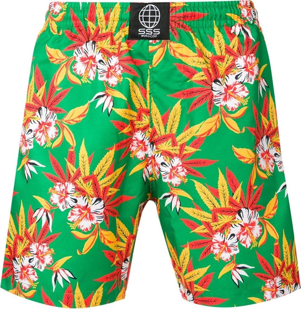SSS World Corp Hawaiian floral print swim shorts