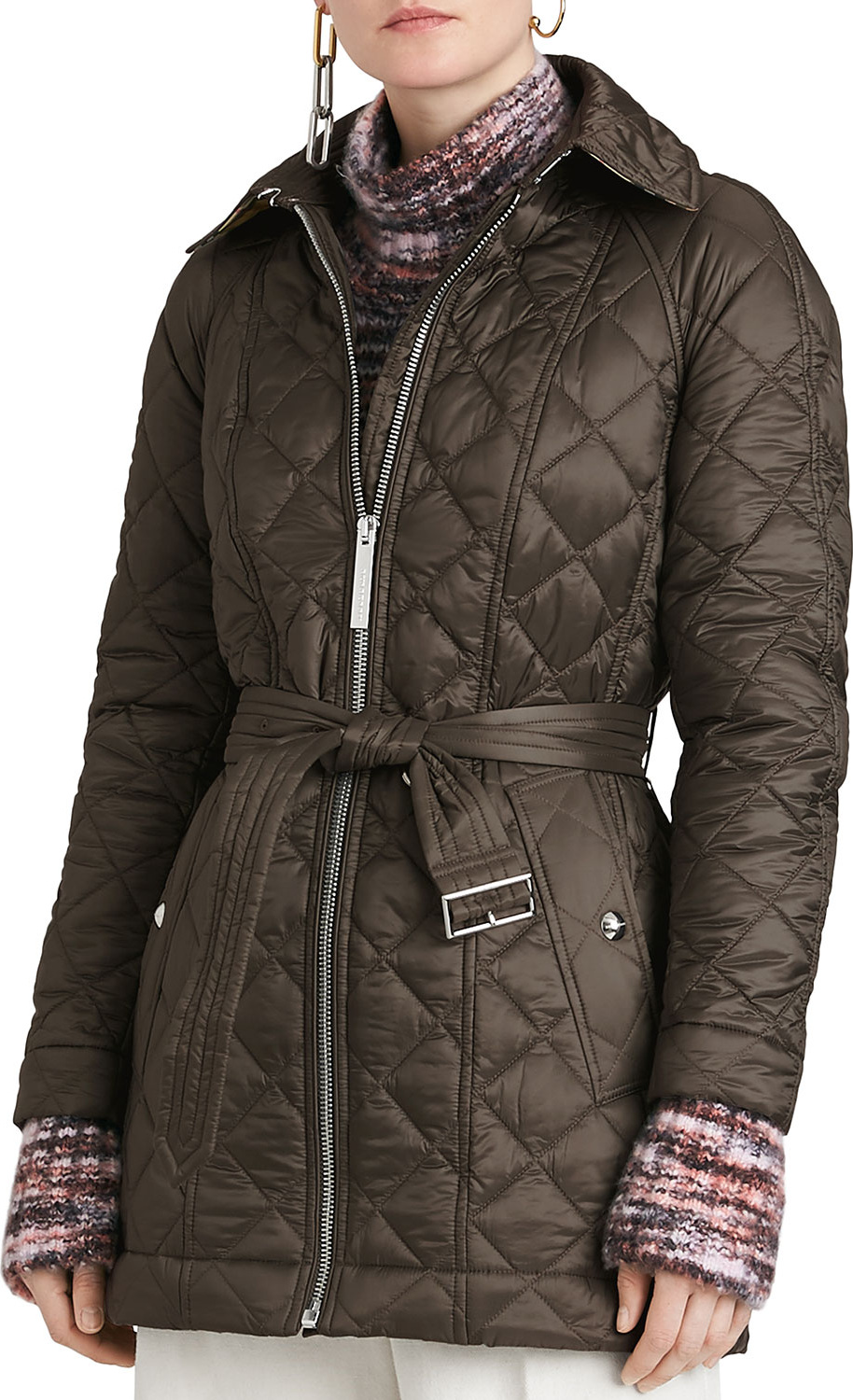 Burberry London England Baughton Quilted Belted Parka Jacket