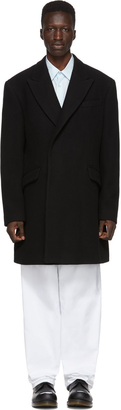 Raf Simons Black Short Double-Breasted Coat
