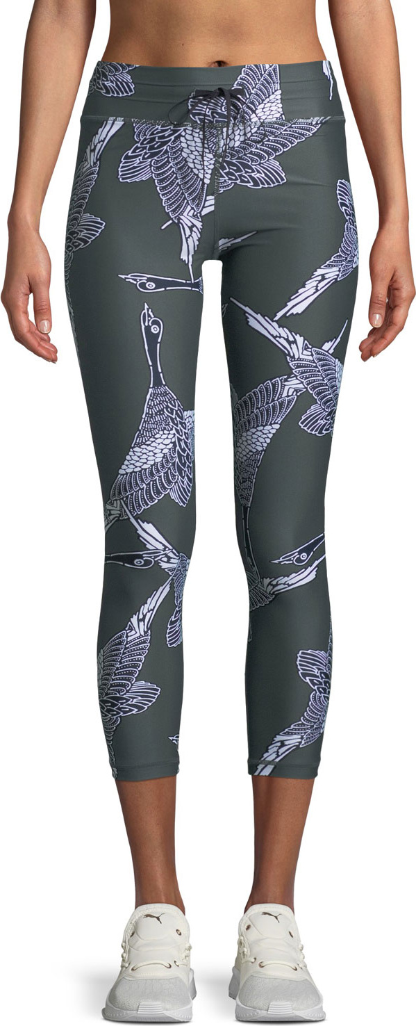 The Upside Mallard Printed Drawstring Midi Leggings