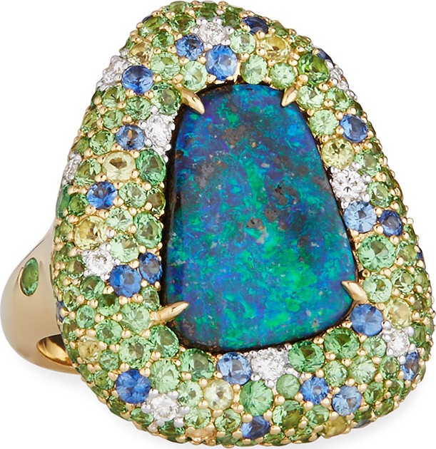 Margot McKinney 18k Yellow Gold Opal Ring w/ Mixed Stones, Size 6.5