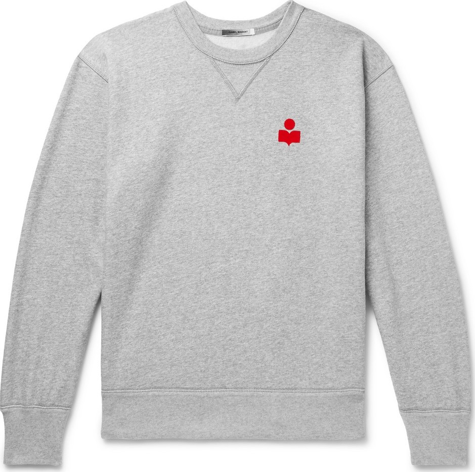 Isabel Marant Mike Logo-Flocked Mélange Fleece-Back Cotton-Blend Jersey Sweatshirt