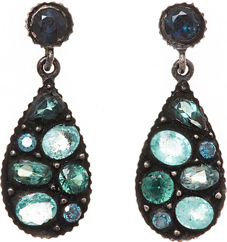 Yossi Harari Sara Mosaic Tourmaline & Diamond Earrings