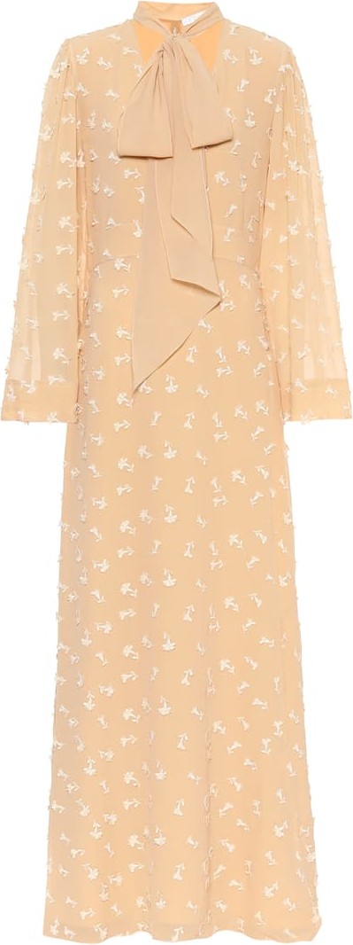 Chloe Embroidered silk maxi dress