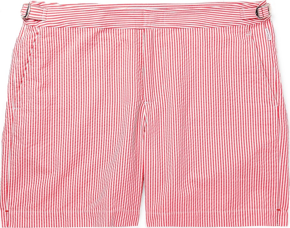 Orlebar Brown Bulldog Mid-Length Striped Seersucker Swim Shorts