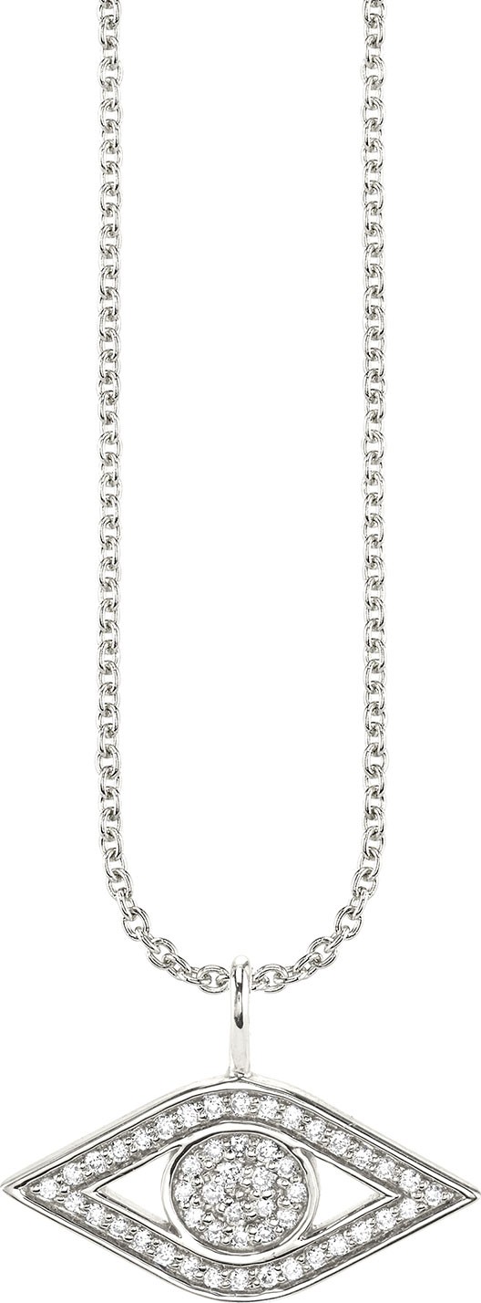 Sydney Evan 14k White Gold Small Diamond Evil Eye Necklace