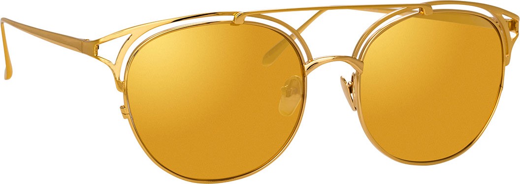 Linda Farrow Mirrored Titanium Cutout Round Sunglasses