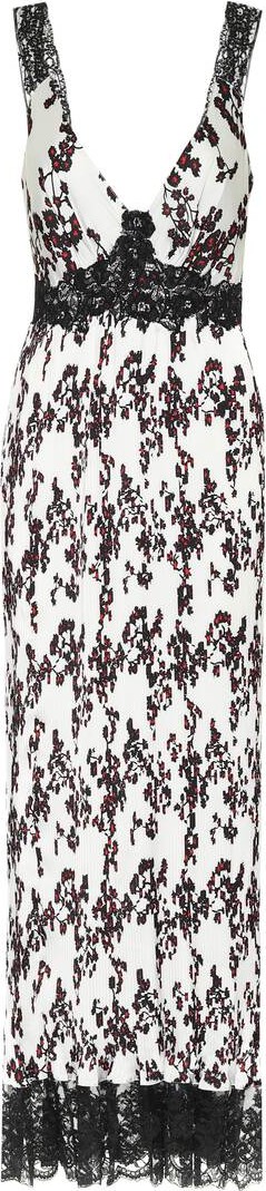 Paco Rabanne Lace-trimmed floral satin dress
