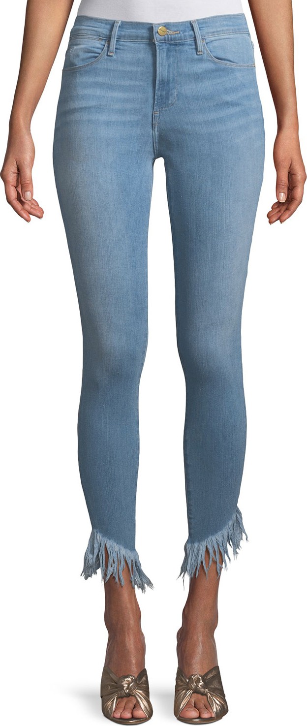 FRAME DENIM Le High Skinny Jeans with Shredded Hem