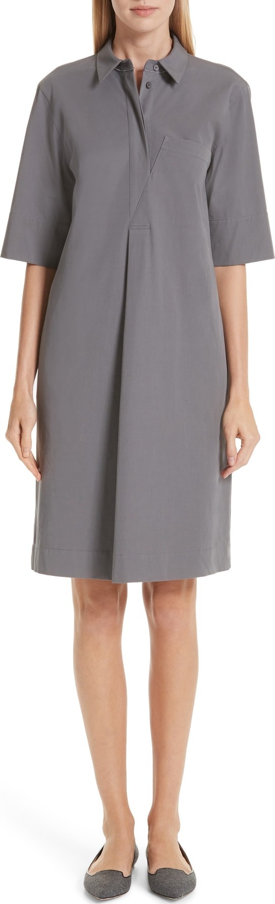 Lafayette 148 New York Casper Stretch Cotton Shirtdress