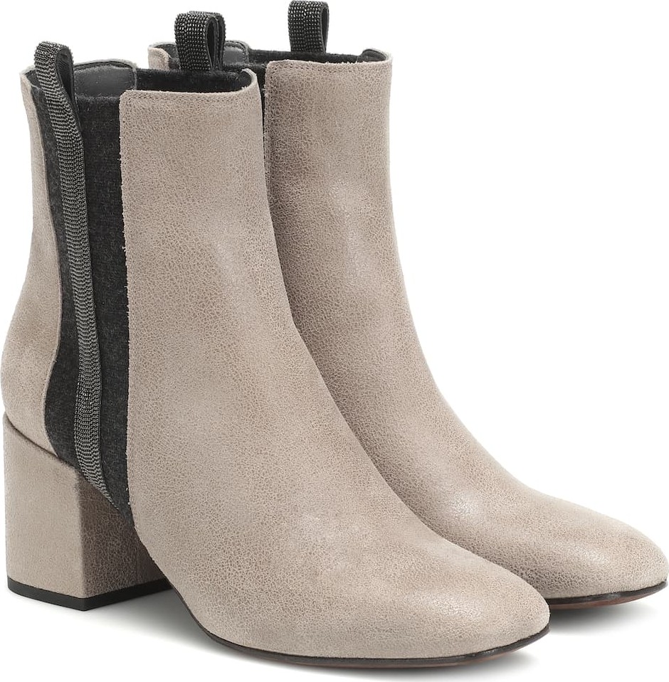 Brunello Cucinelli Embellished suede ankle boots
