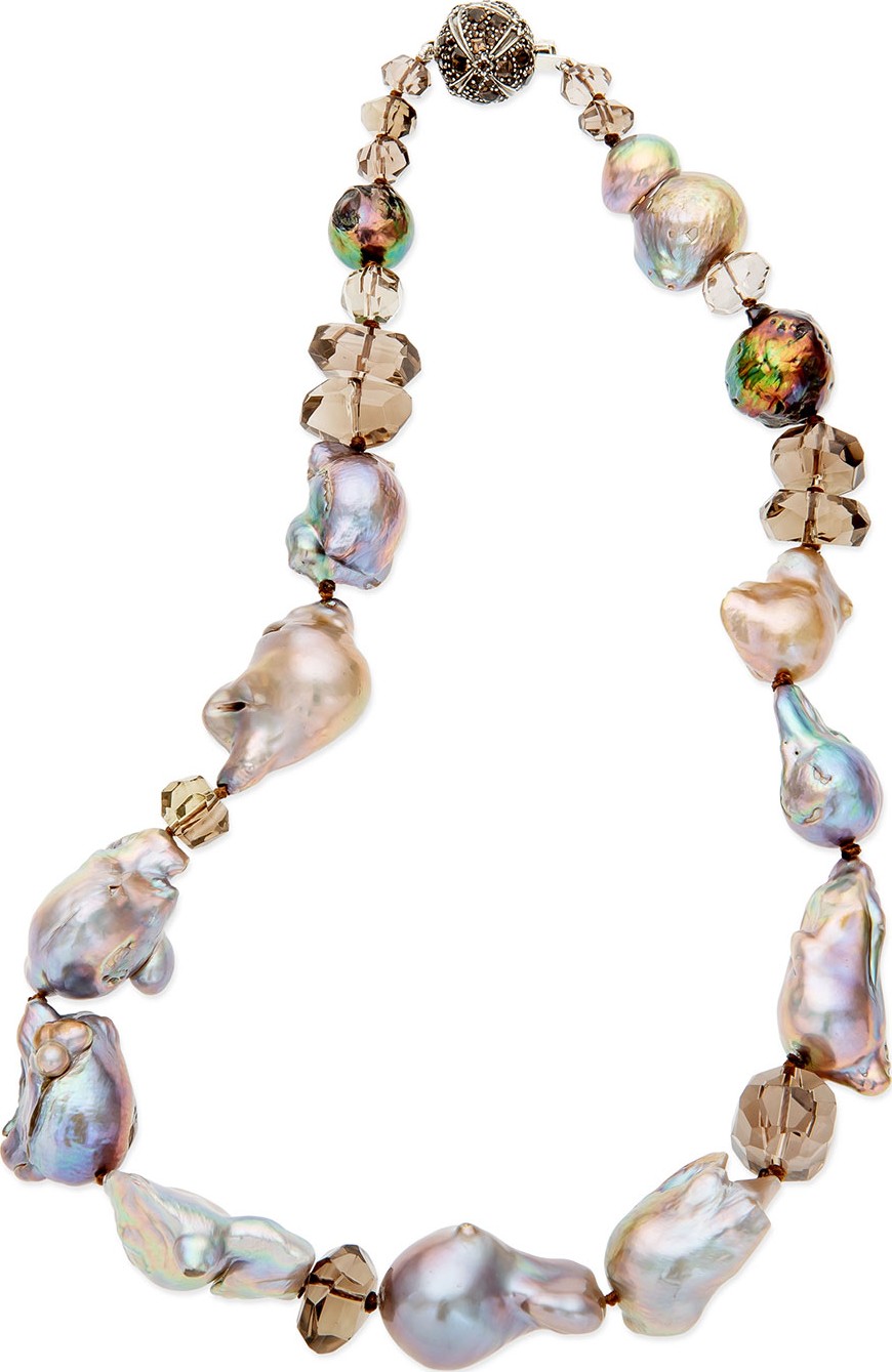 Stephen Dweck Multi-Pearl & Smoky Quartz Necklace