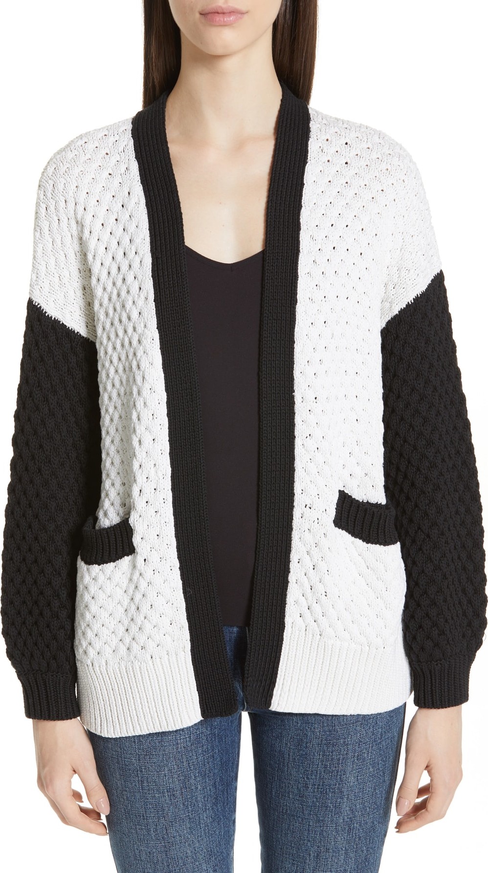 Co Colorblock Silk & Cotton Cardigan