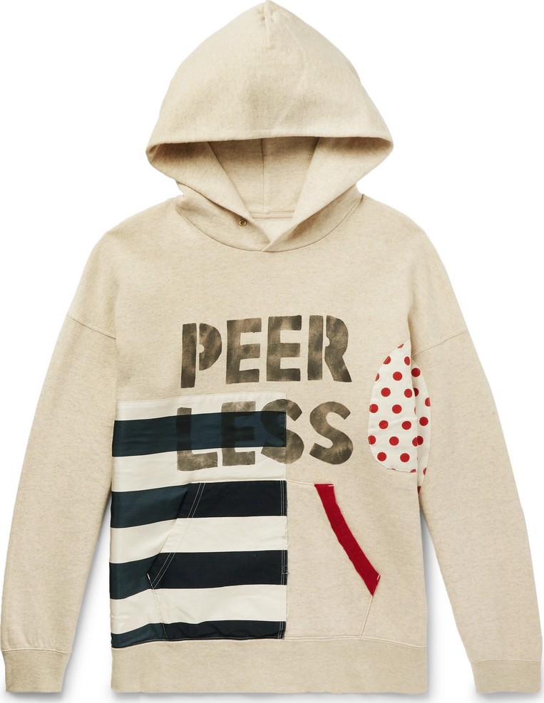 Visvim Printed Panelled Fleece-Back Cotton-Jersey Hoodie