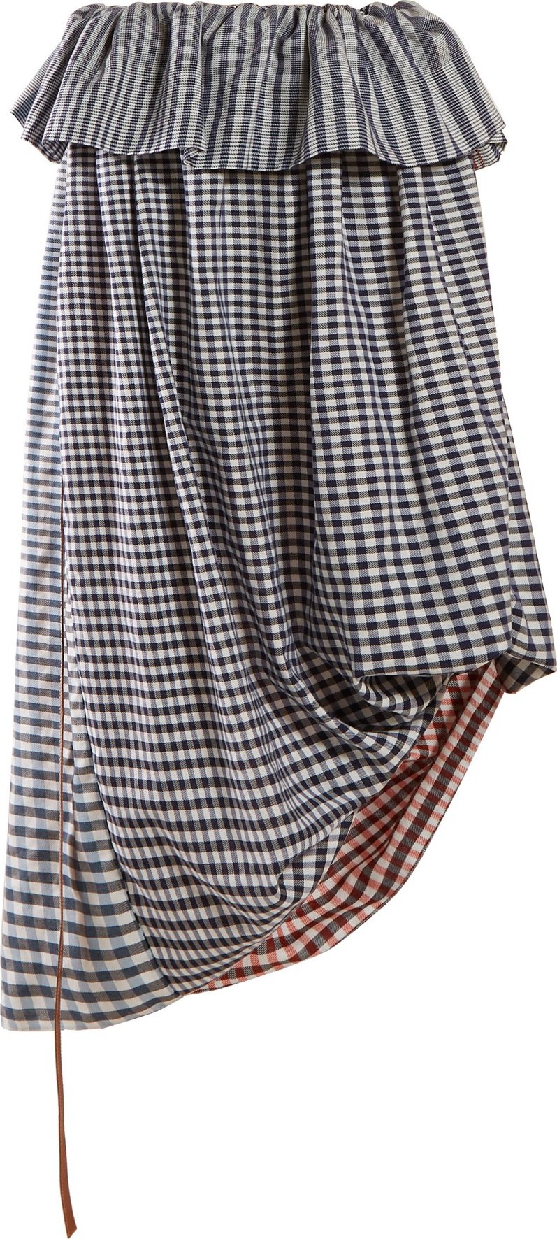LOEWE Asymmetric ruffled gingham skirt