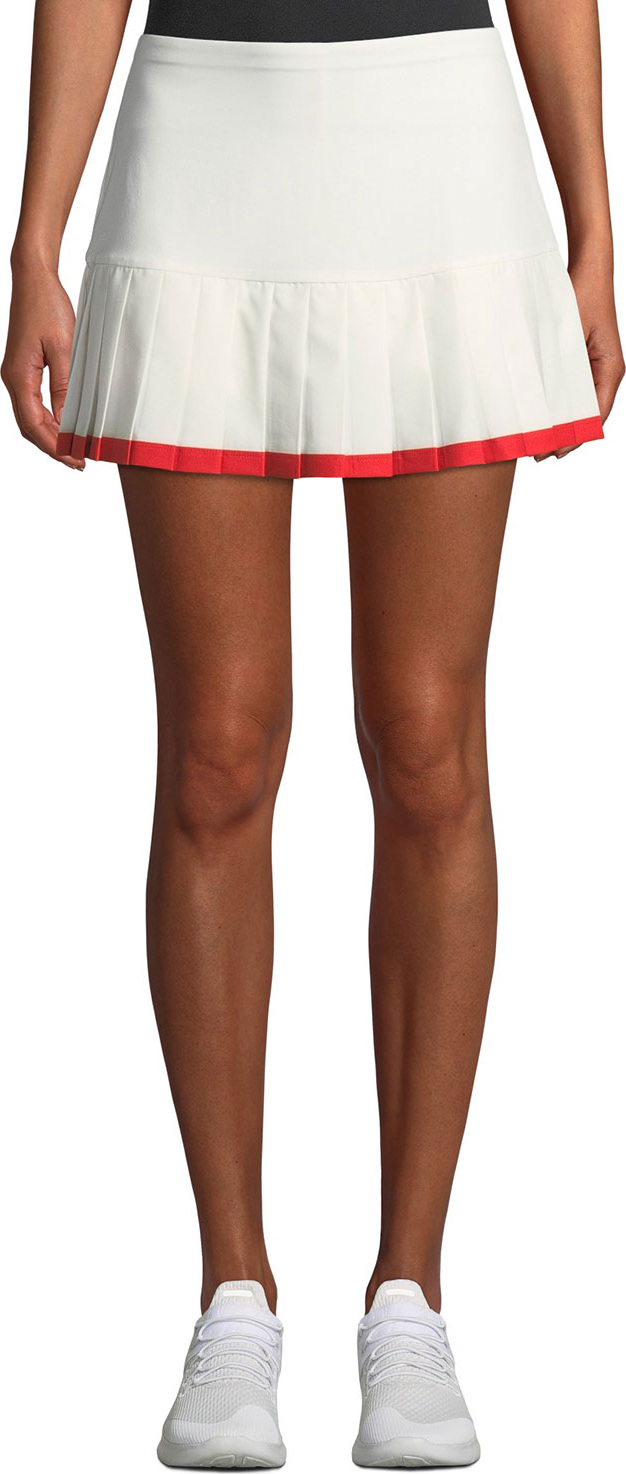 Tory Sport Pleated Tennis Skirt w/ Contrast Hem