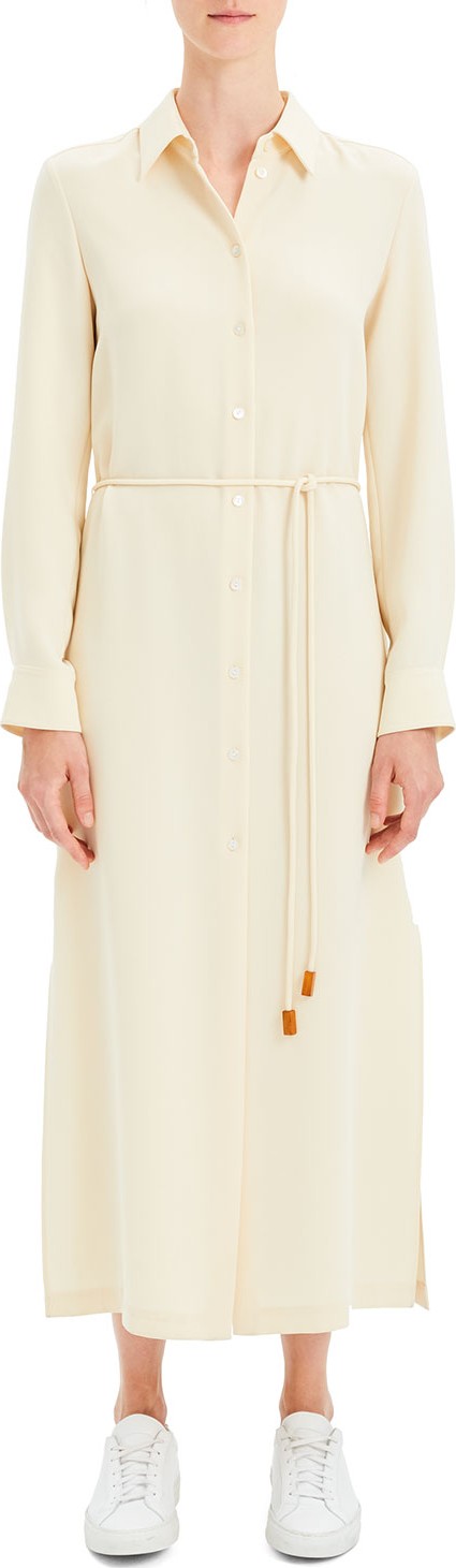 Theory Belted Classic Crepe Long Shirtdress