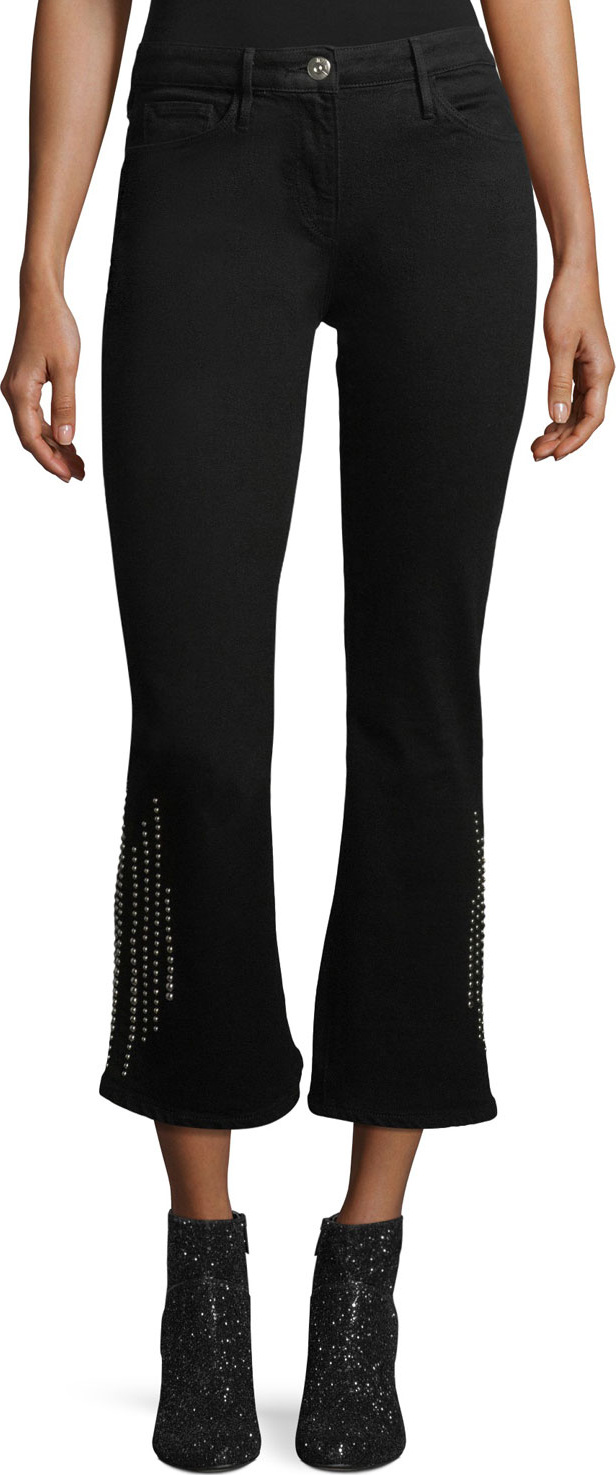 3X1 Cole Studded Crop Bell-Bottom Jeans