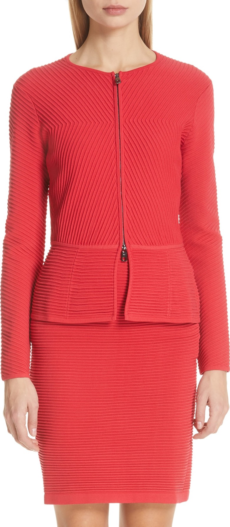 Emporio Armani Rib Knit Peplum Jacket