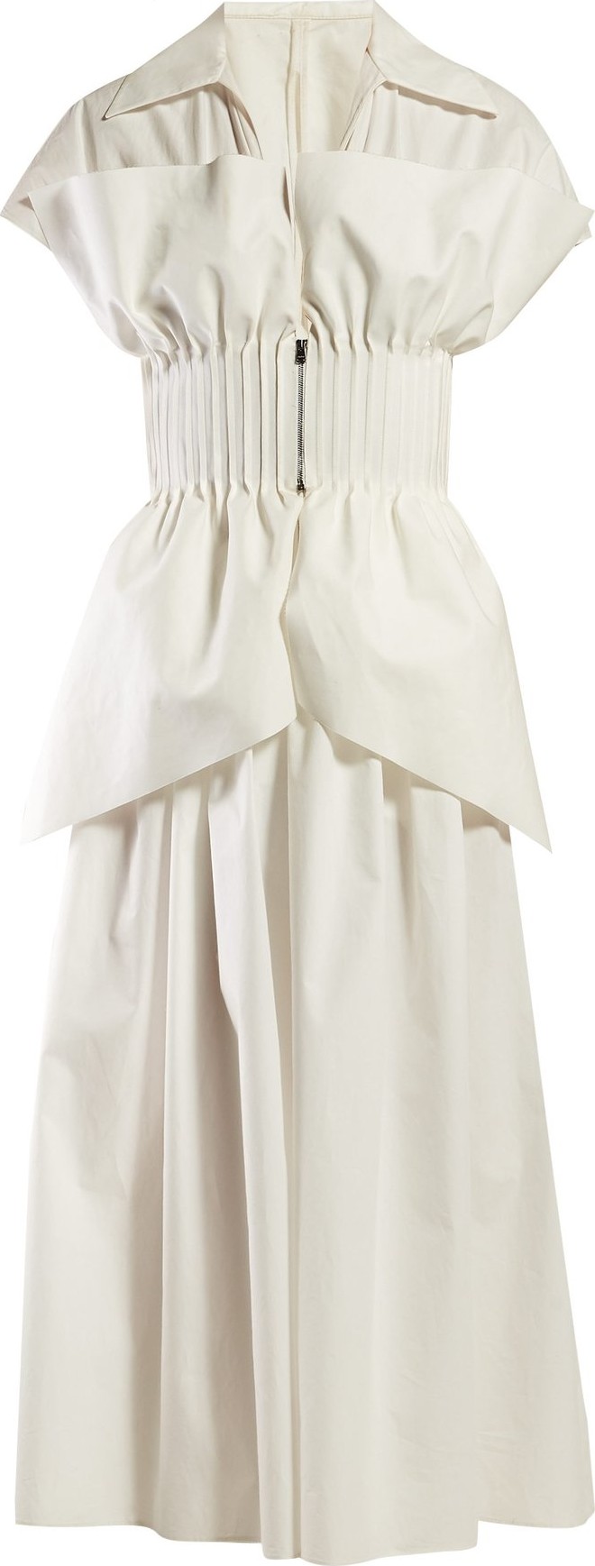 Fendi Pintucked-waist poplin midi dress